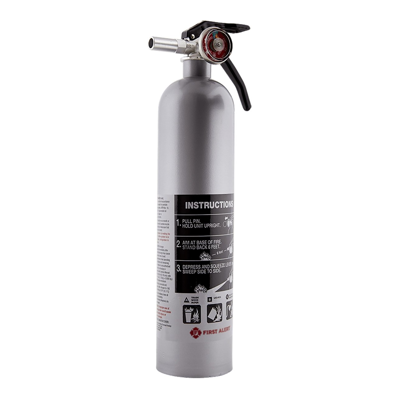 DHOME1 Rechargeable Designer Home Fire Extinguisher Pewter - Front