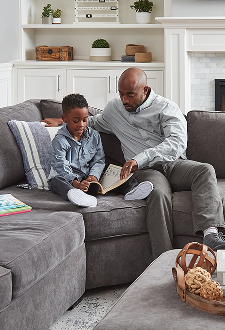 Man and Child in living room